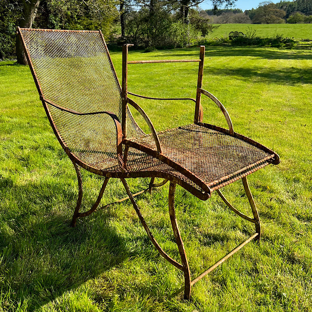 French Iron Mesh Garden Recliner c.1860