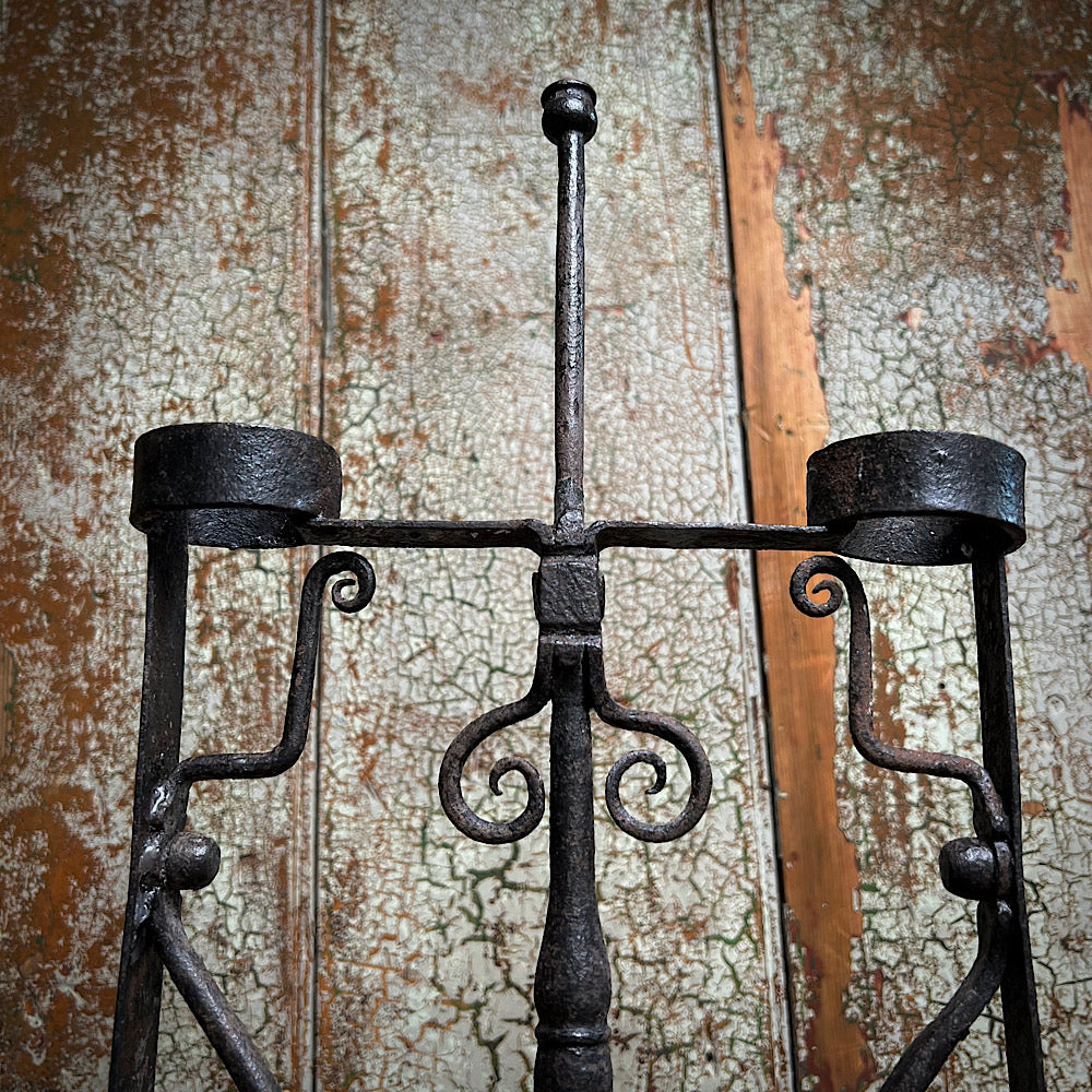 Ornate Wrought Iron Late 17th/Early 18th Century Candle Holder