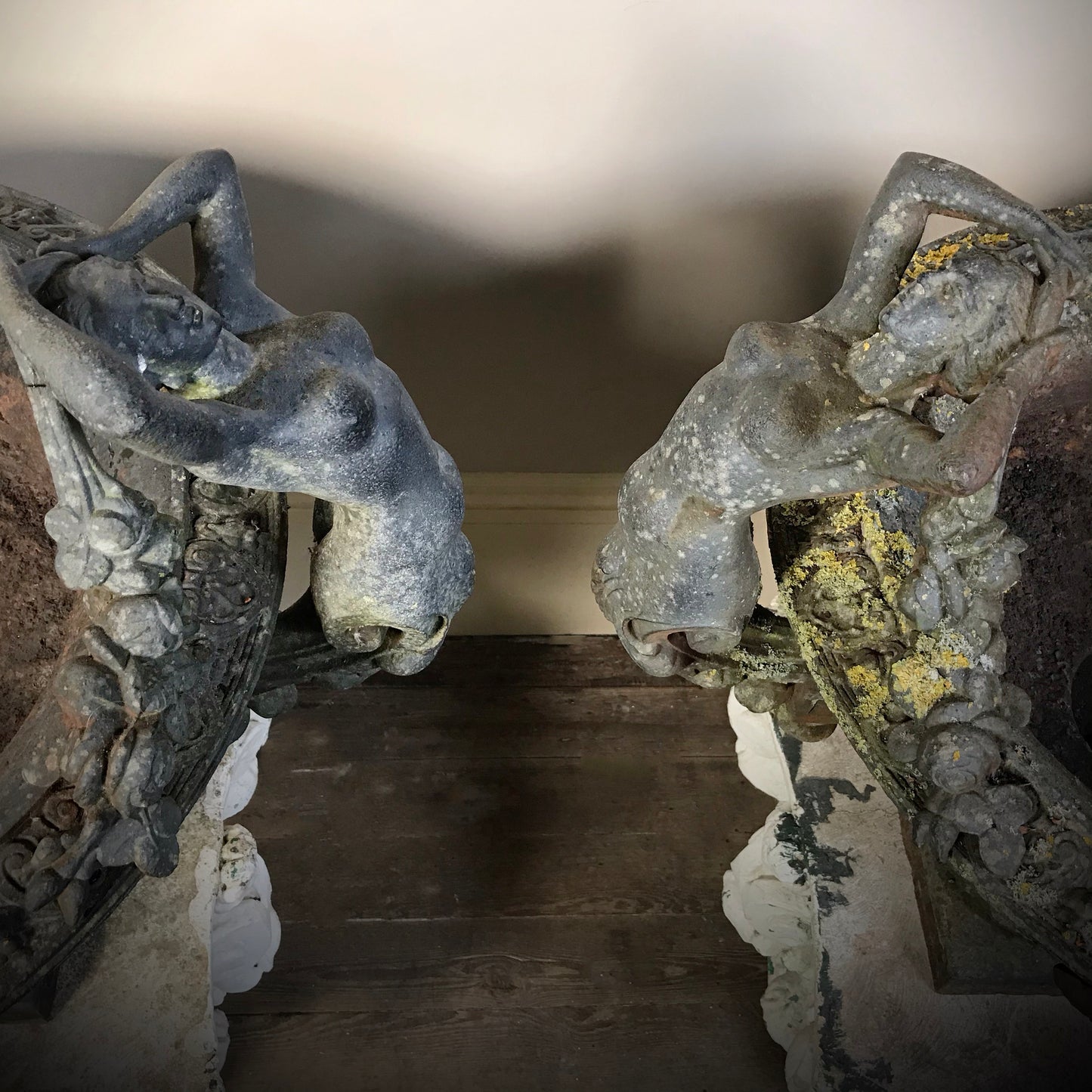 Pair of Grand Scale Cast Iron Urns