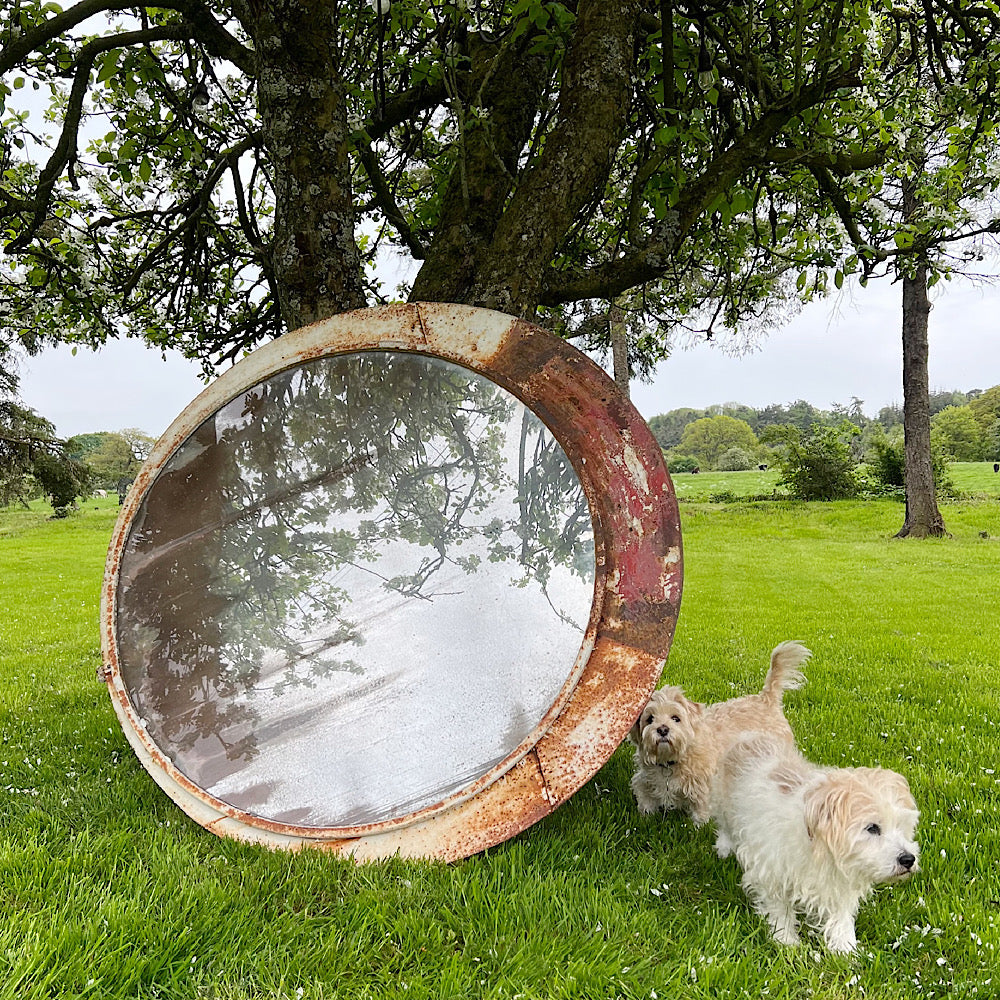 Industrial Convex Czech Railway Mirror Mid 20th Century