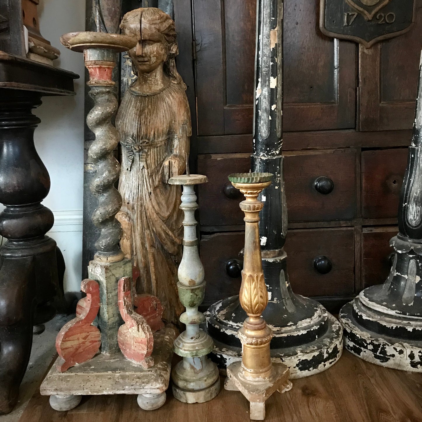 Large Italian Polychrome Candle-stand c.1750