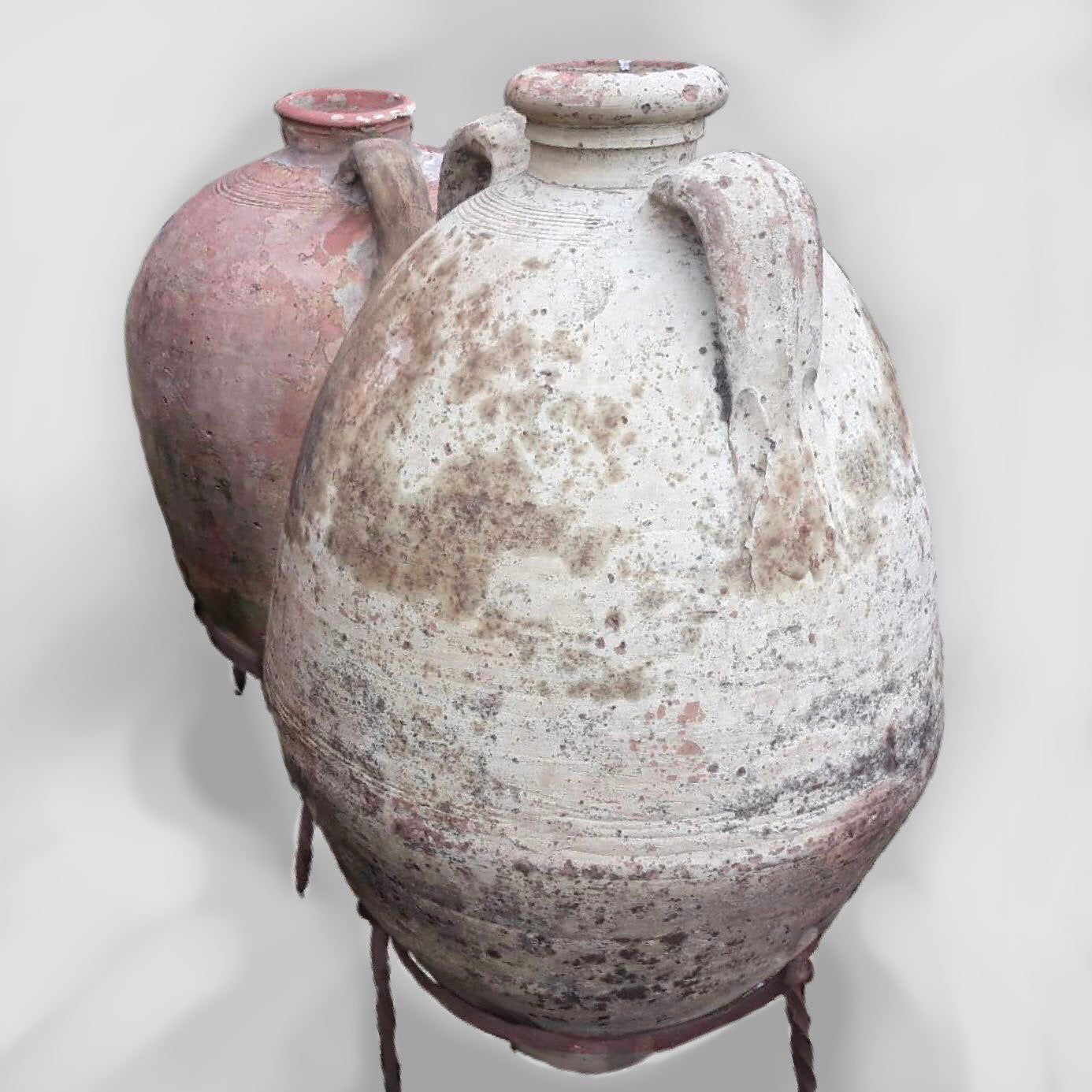 Pair of 18th c. Mediterranean Olive Jars on Stands