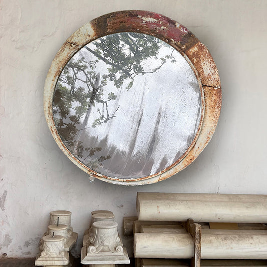 Industrial Convex Czech Railway Mirror Mid 20th Century