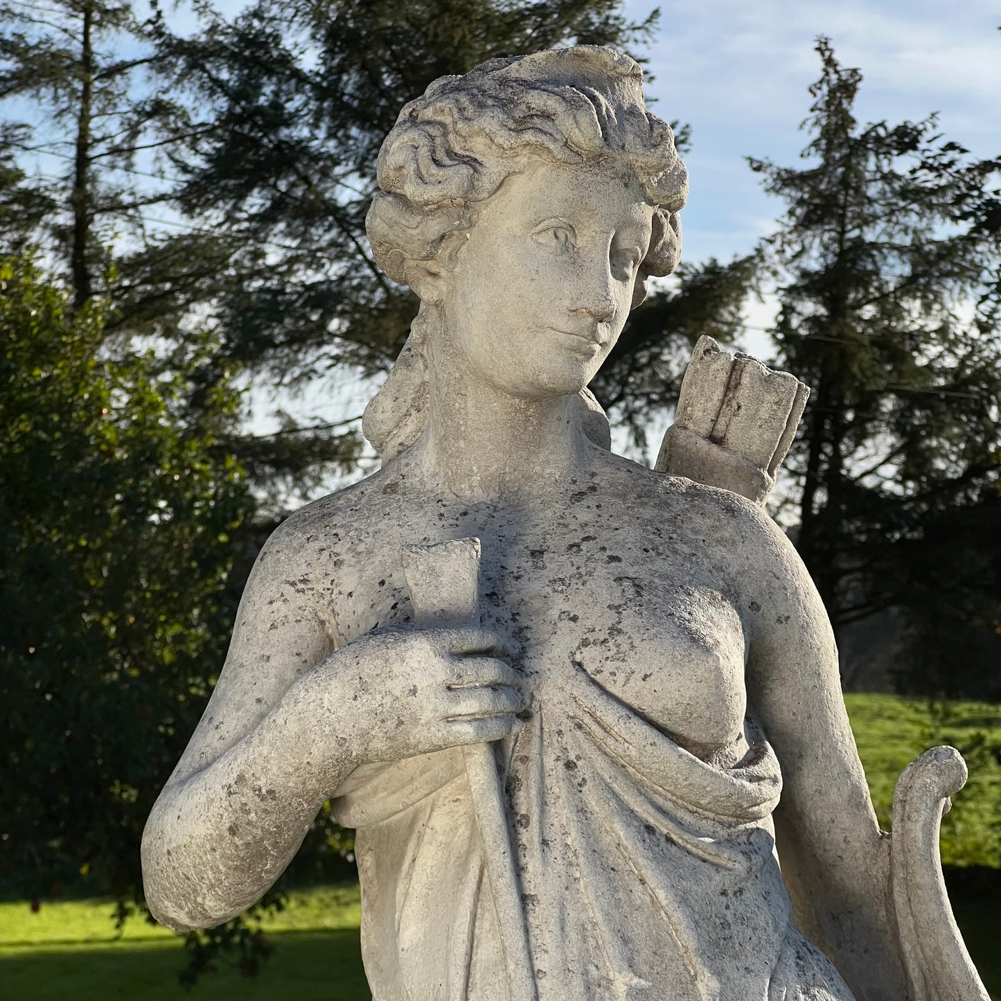 Huntress or Diana Statue with Plinth