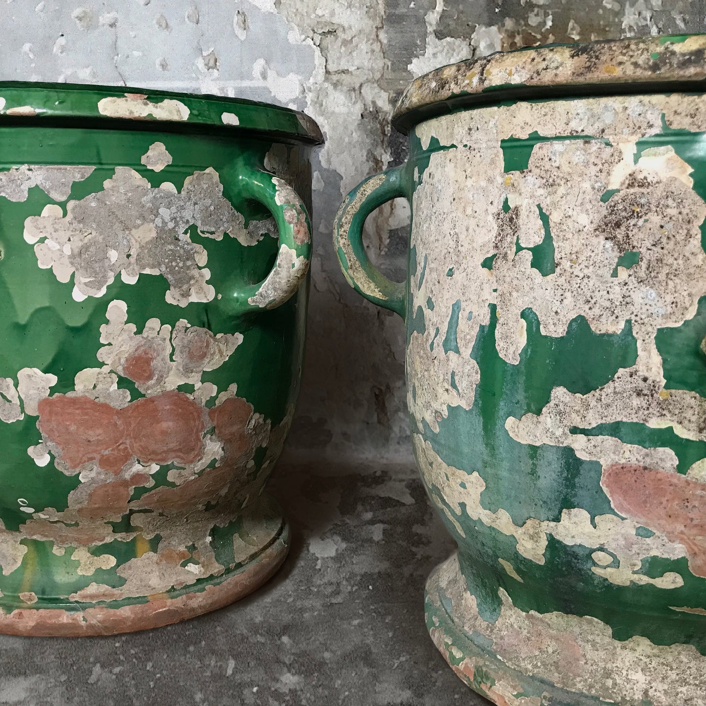 Huge Pair of Green Glazed Castelnaudary Citrus Jardinieres c.1850