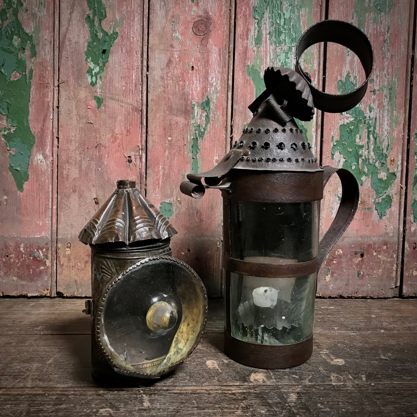An 18th Century Pierced Sheet Iron Pendant “Tumbler” Lantern