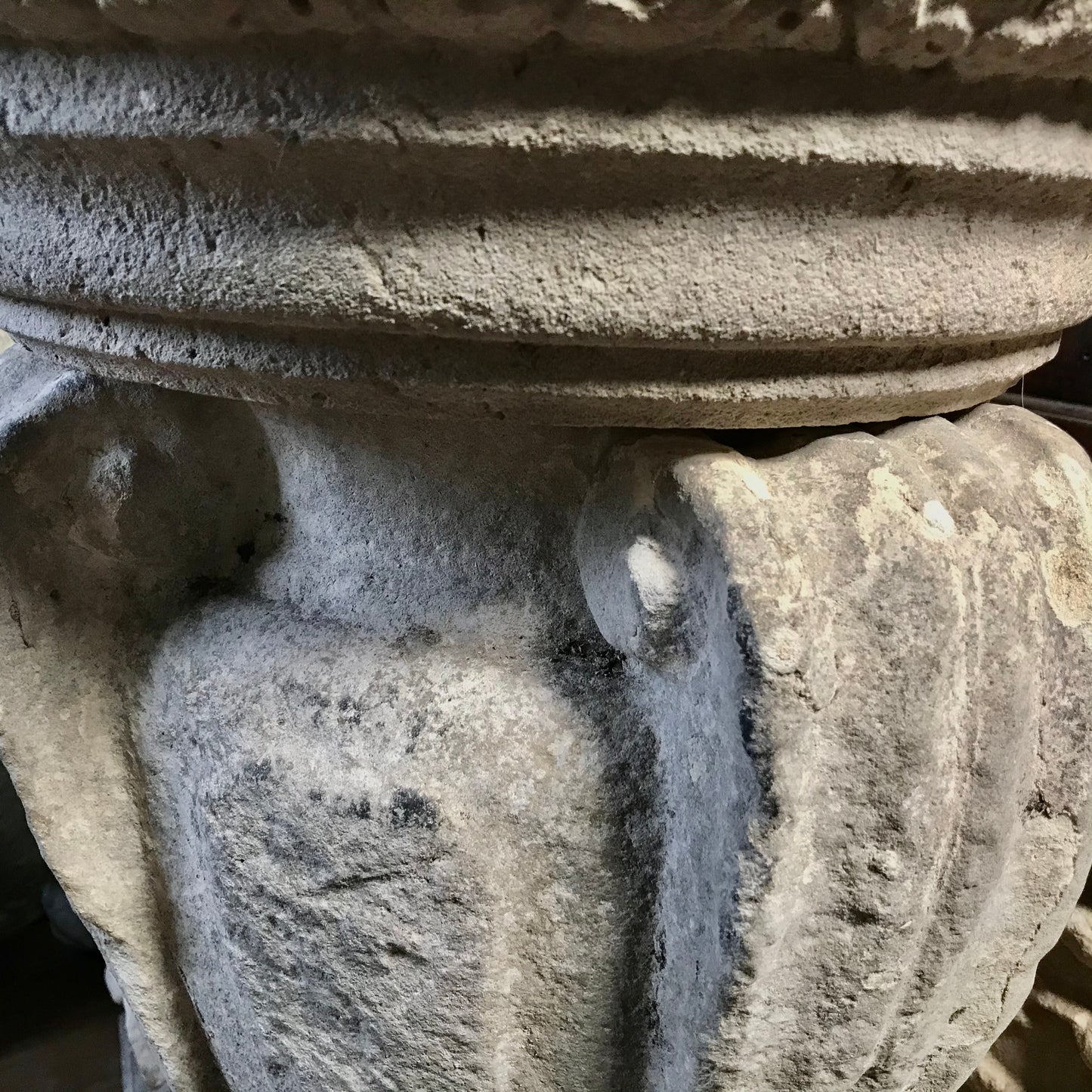 Scrolled French Sectional Carved Stone Pedestal c.1670 & Later