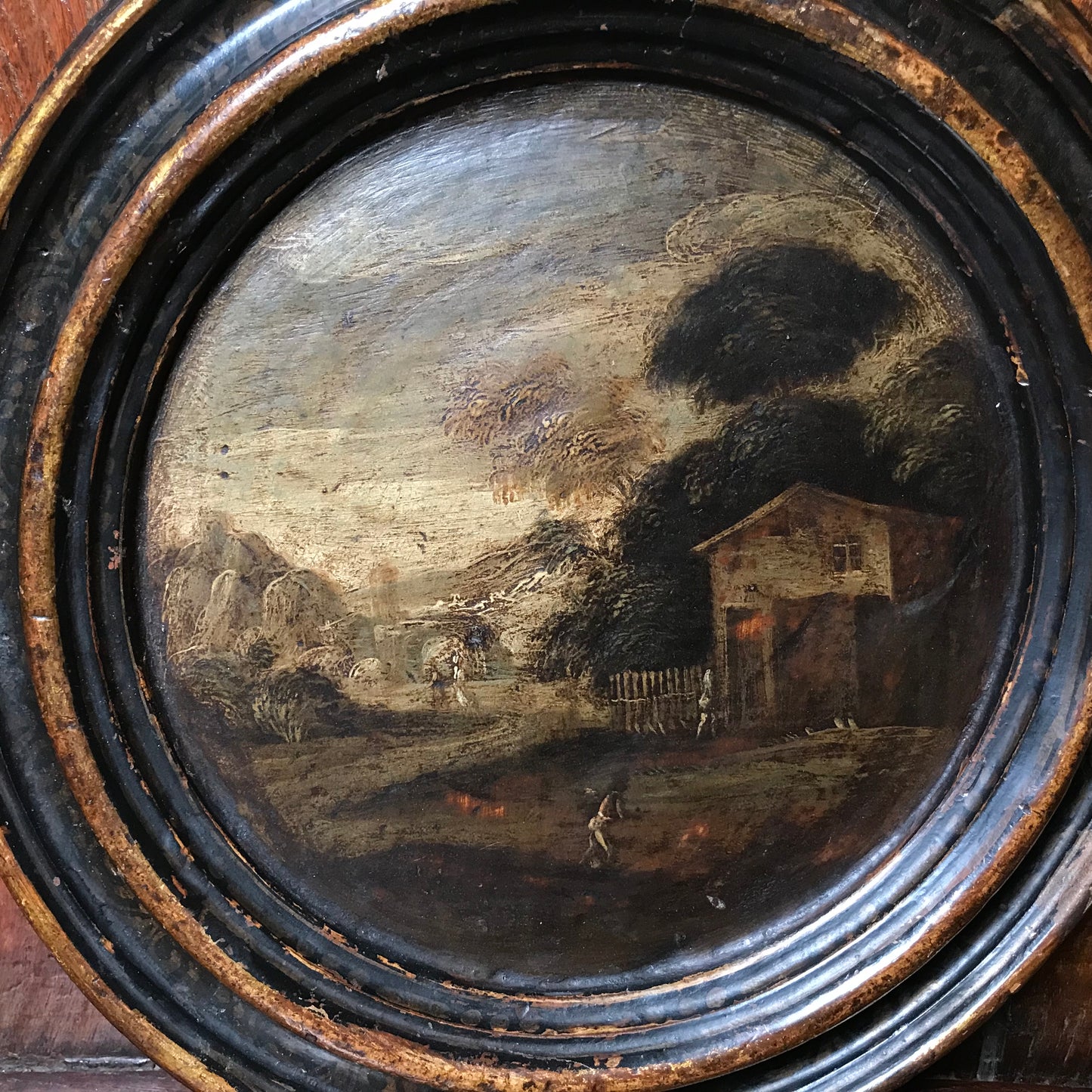 A Pair of Italian School Ebonised Tondos c.1740