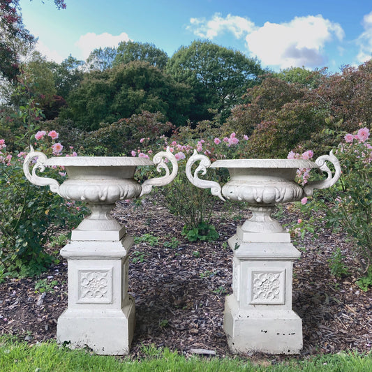 Pair of French Cast Iron Garden Urns c.1880