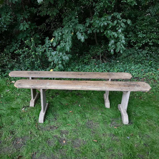 Pair of Primitive French Oak Benches