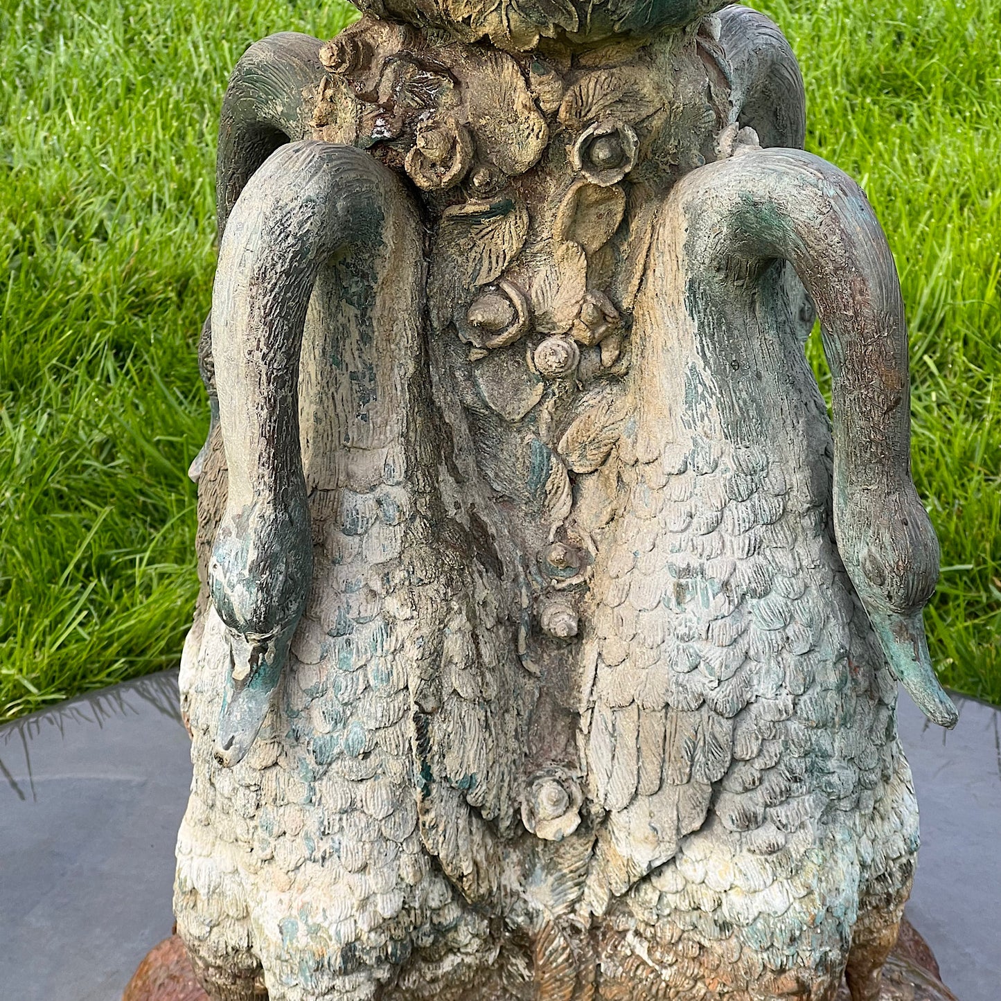 French Bronze Boy Holding Carp Fountain