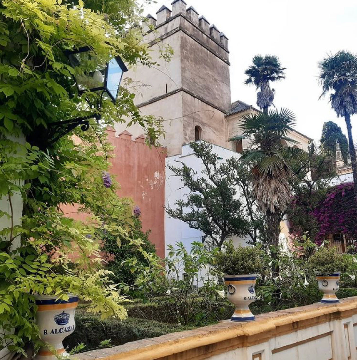 Three 19th Century Faience Spanish Campana Vases from the Real Alcázar de Sevilla (Royal Alcázar Palace of Seville)