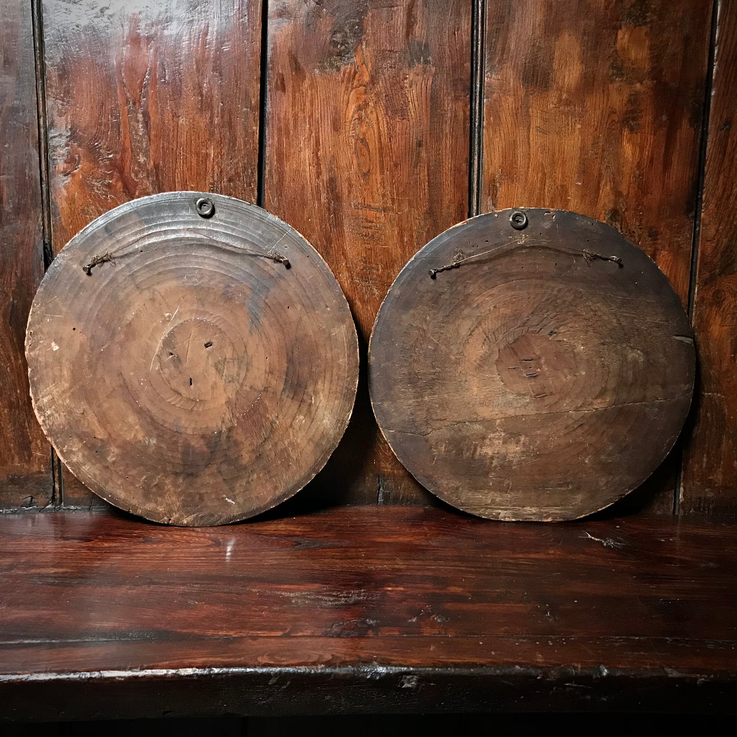 A Pair of Italian School Ebonised Tondos c.1740