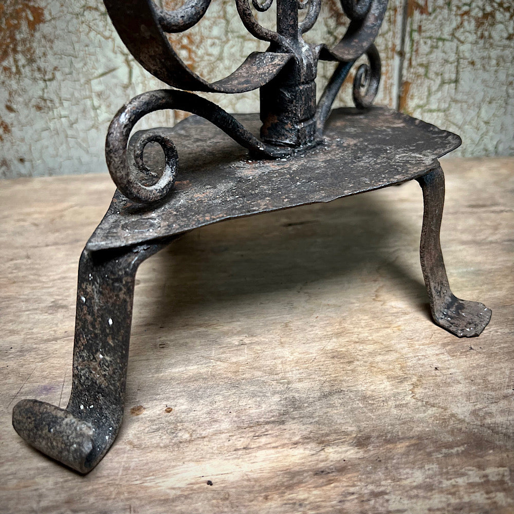 Ornate Wrought Iron Late 17th/Early 18th Century Candle Holder