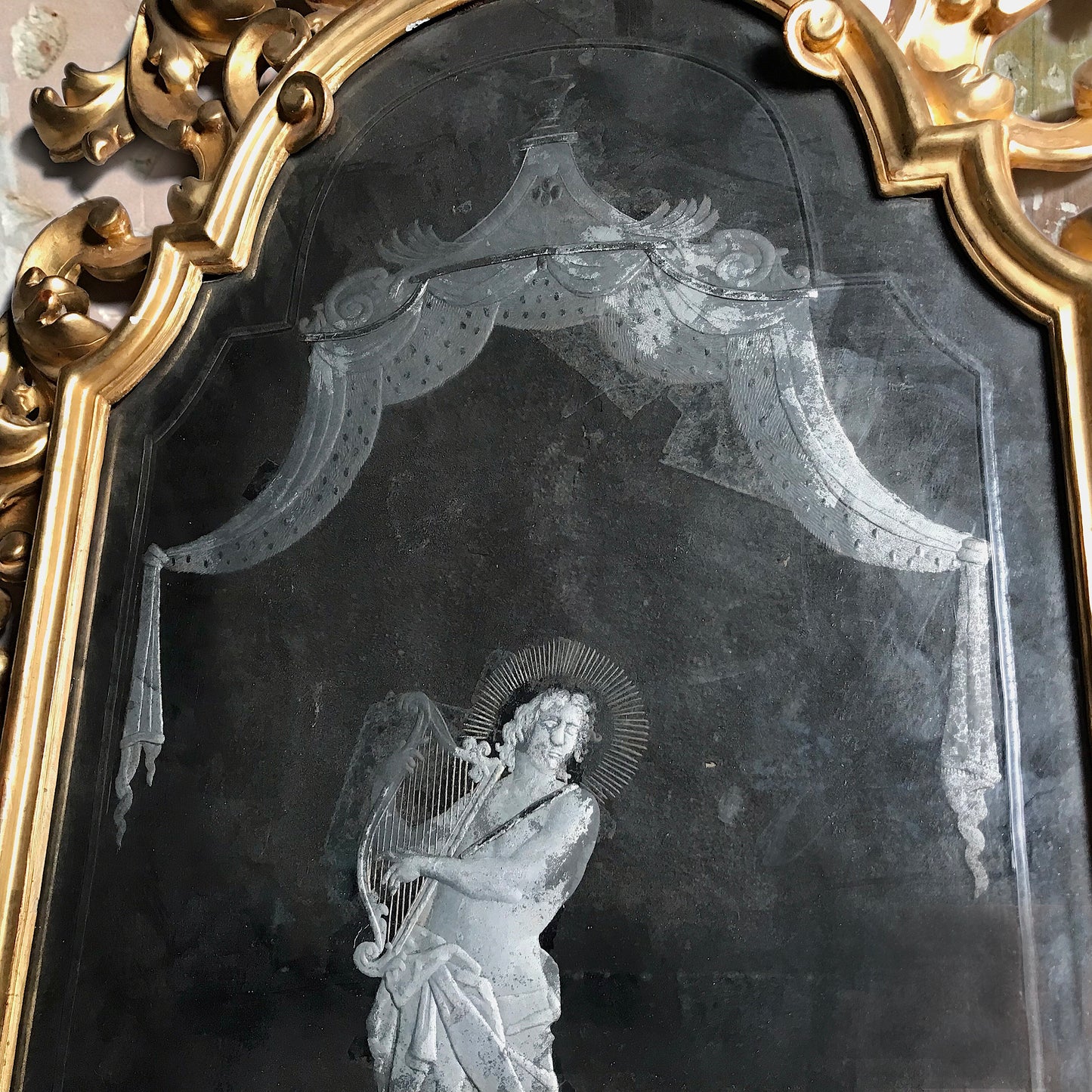 Venetian Murano Glass Engraved Mirror depicting Apollo c.1790