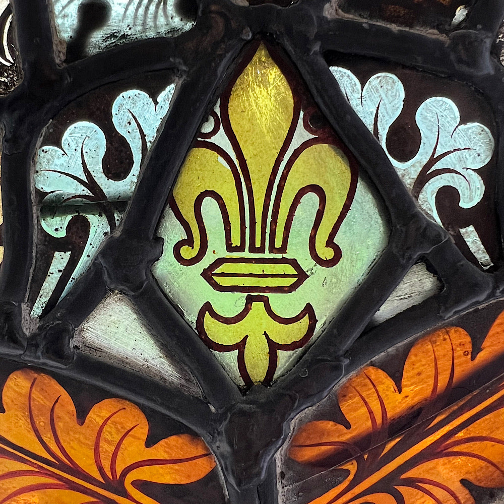 18th Century Medieval Stained Glass Window Roundel