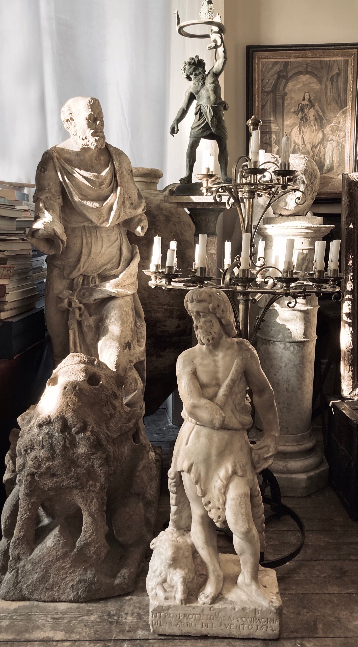 Late Renaissance/Early Baroque Florentine ‘Palio Race’ Marble Statue of John the Baptist (Dated 1612)