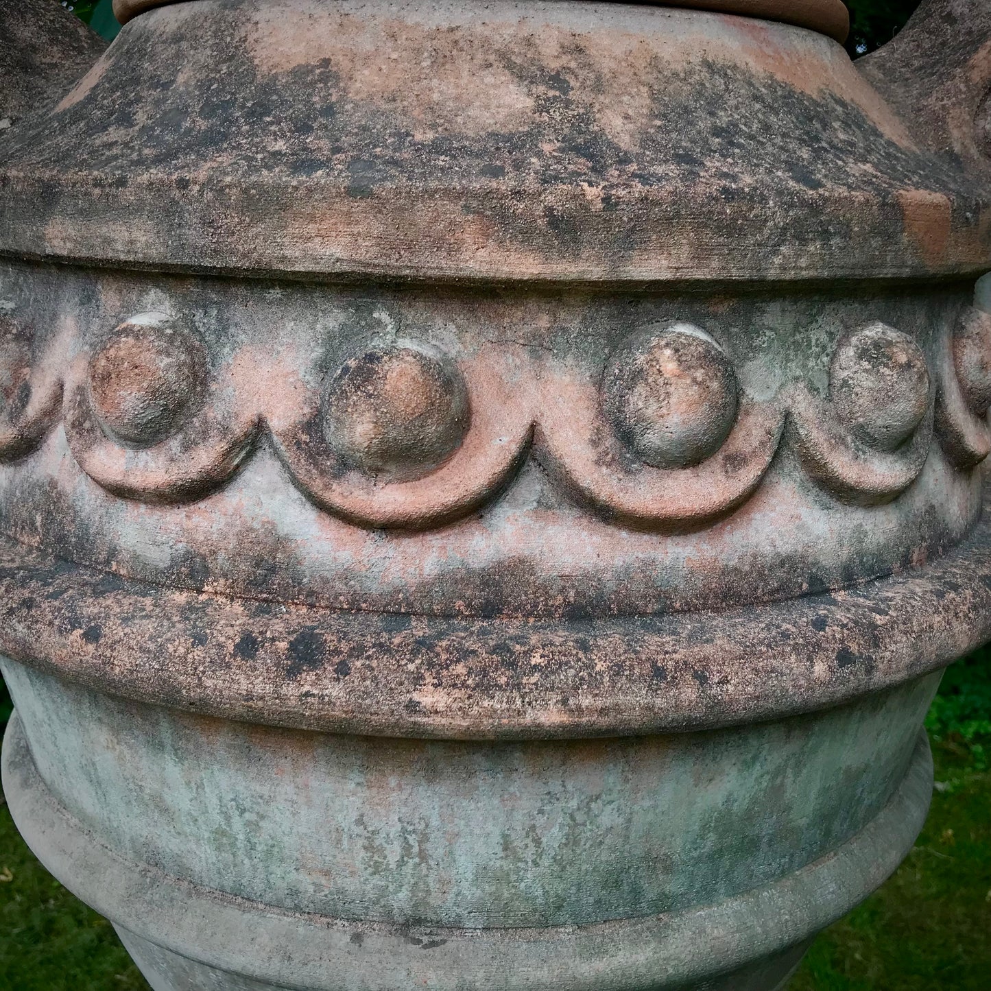 Pair of Huge Italian Terracotta Classical Urns & Plinths