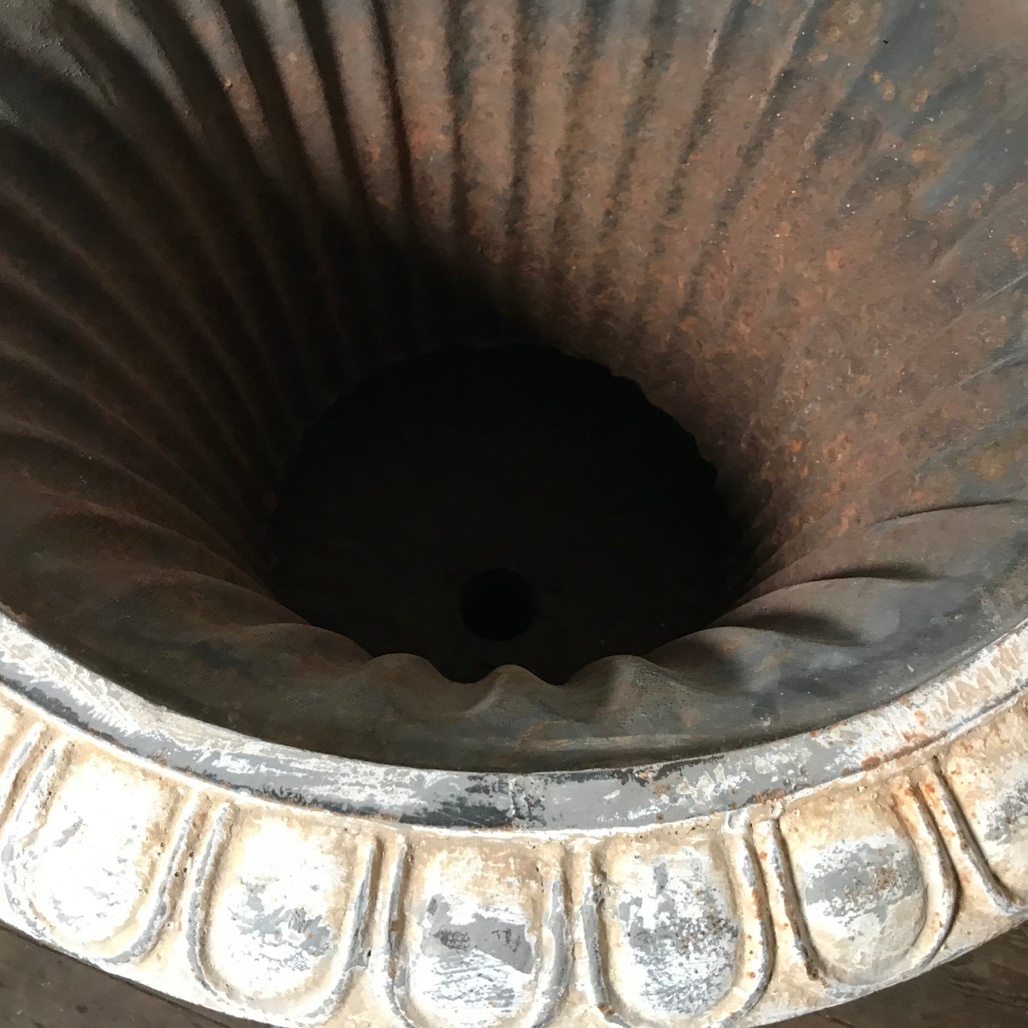 Pair of Huge French Cast Iron Campana Urns