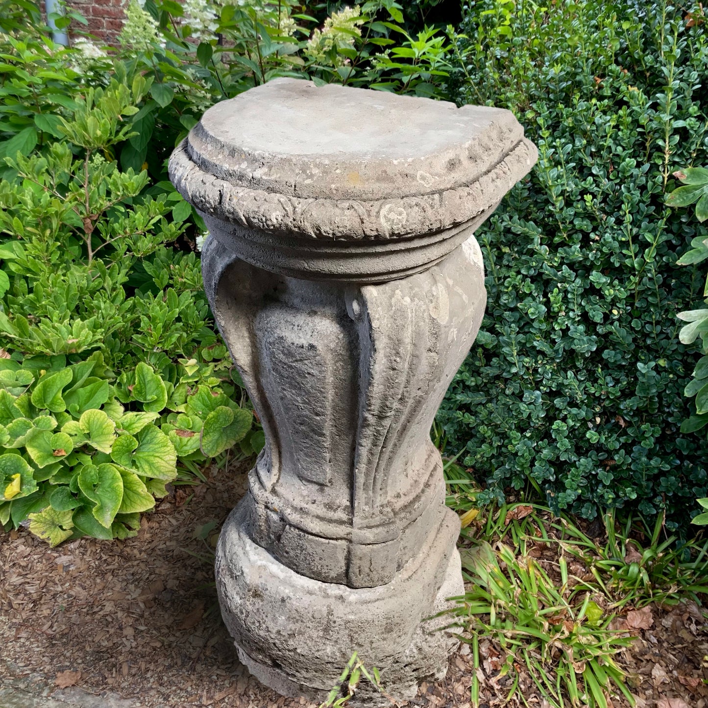 Scrolled French Sectional Carved Stone Pedestal c.1670 & Later