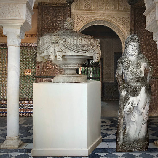 Monumental French Lidded Garden Urn with Swags