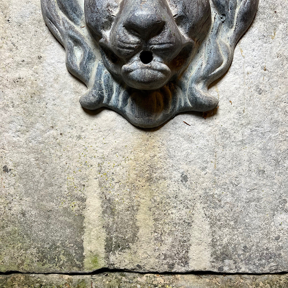 Large Stone Lion Wall Fountain c. 20th Century and Earlier
