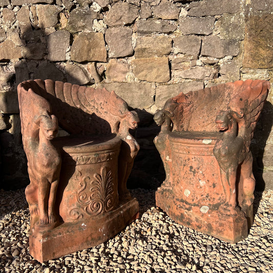 Pair of Italian Terracotta Throne Chairs