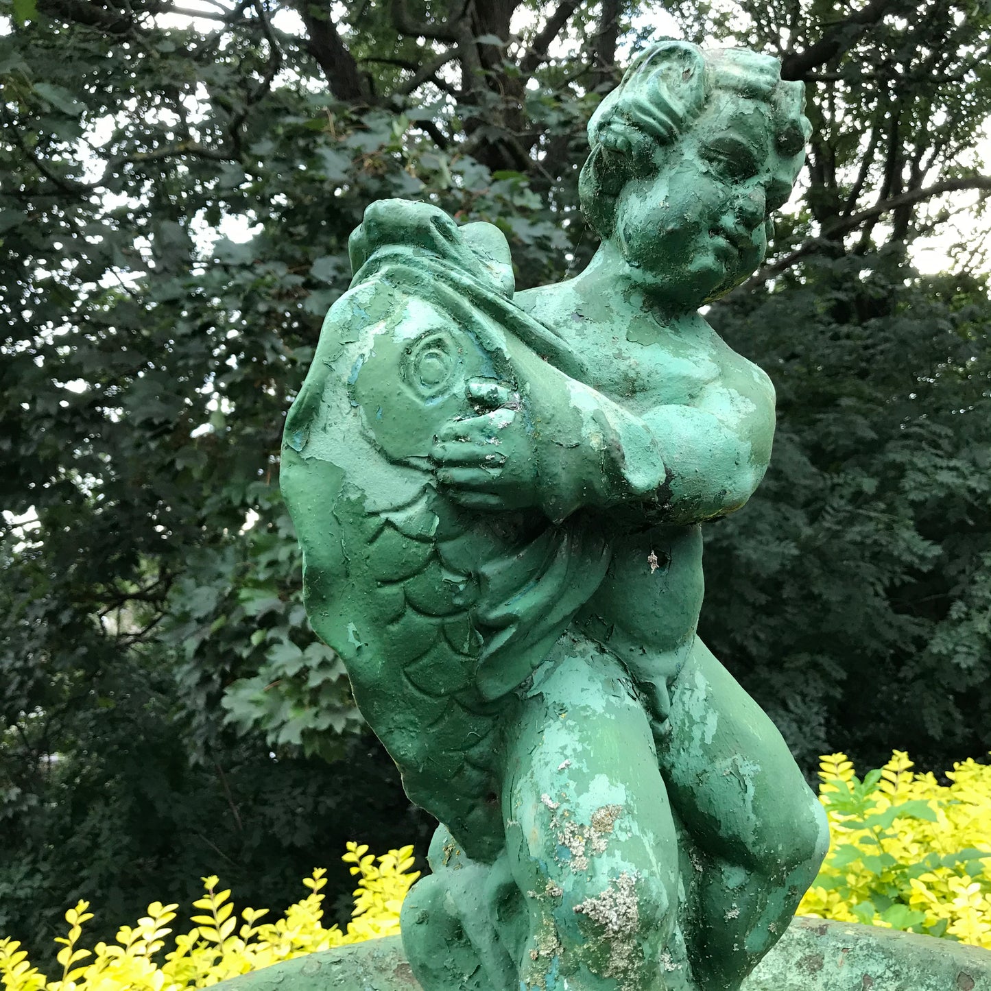 Two-Tiered Cast Iron Fountain with Putti and Dolphins