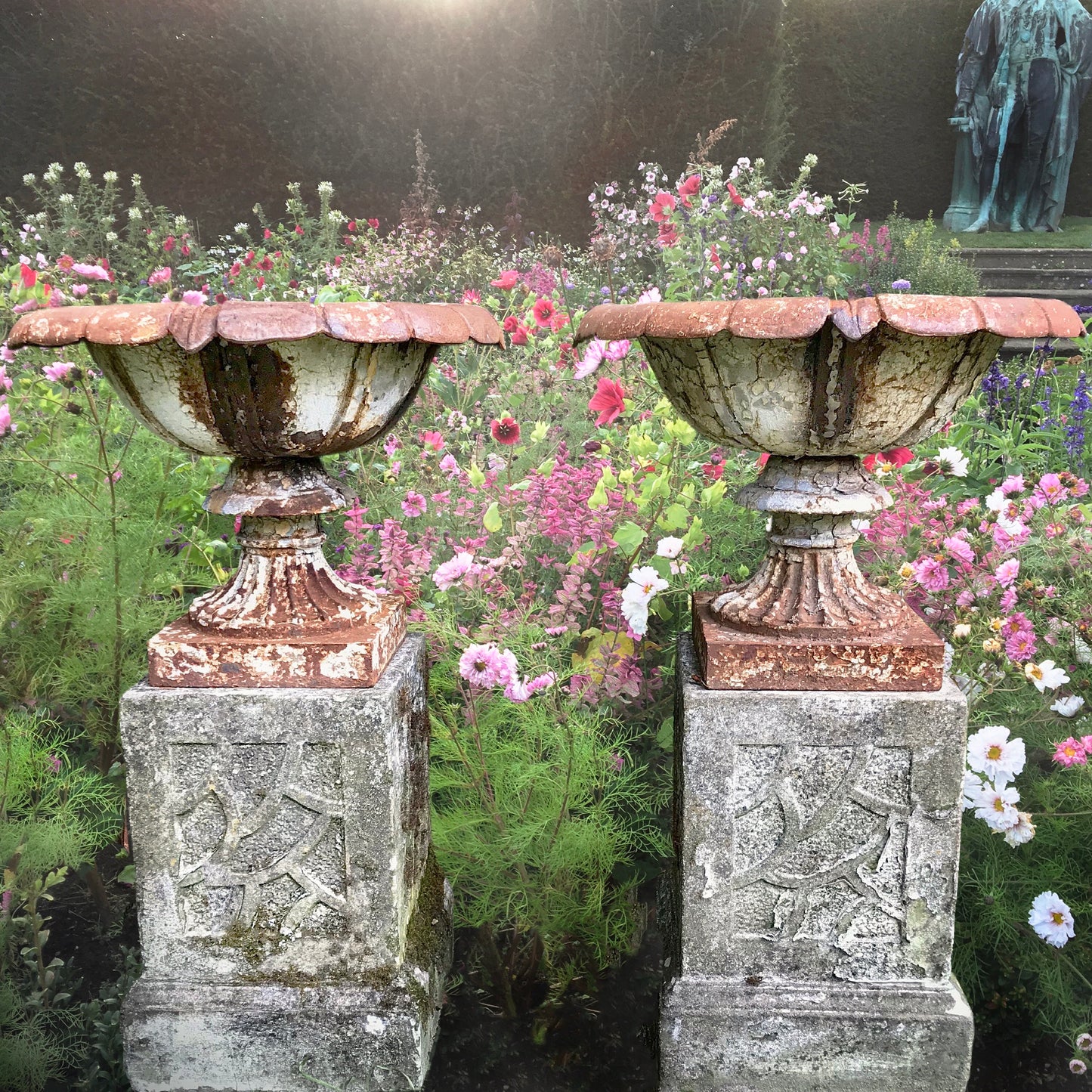 Pair of Handyside Urns with Aesthetic Movement Plinths c.1870
