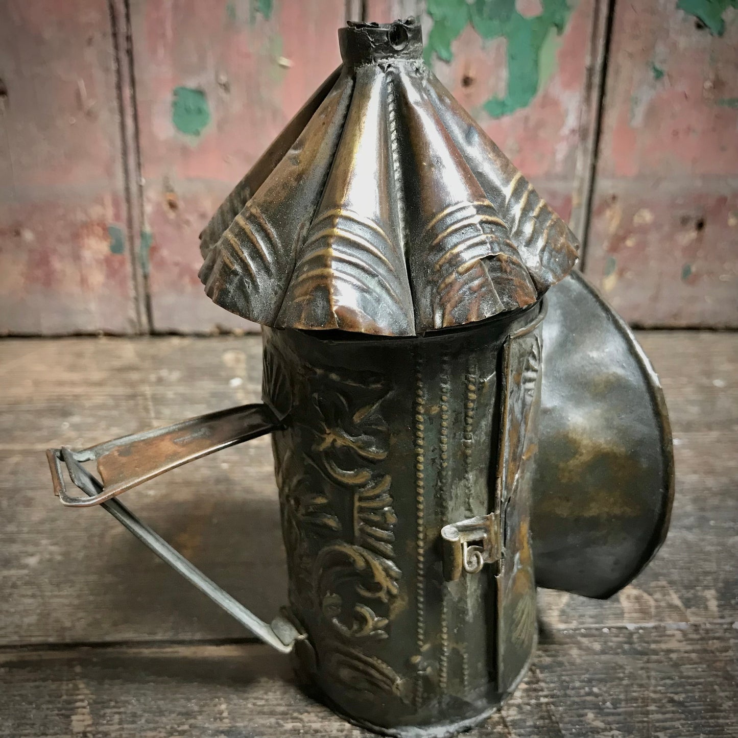 North European Repoussé Brass Candle Lantern c.1750