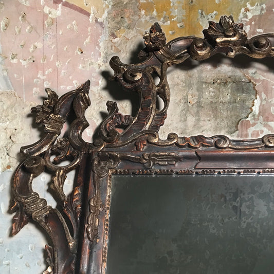 19th Century Venetian Carved Wood Pierced Mirror