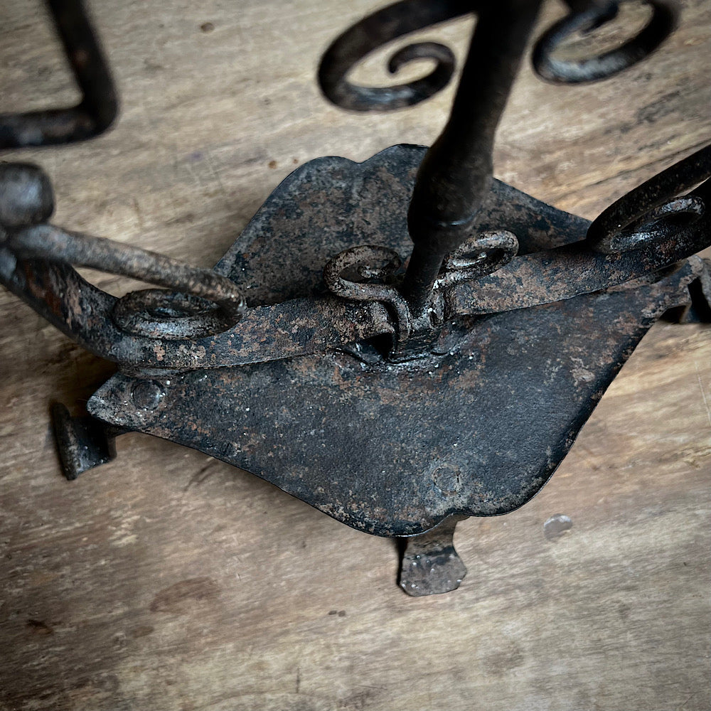 Ornate Wrought Iron Late 17th/Early 18th Century Candle Holder
