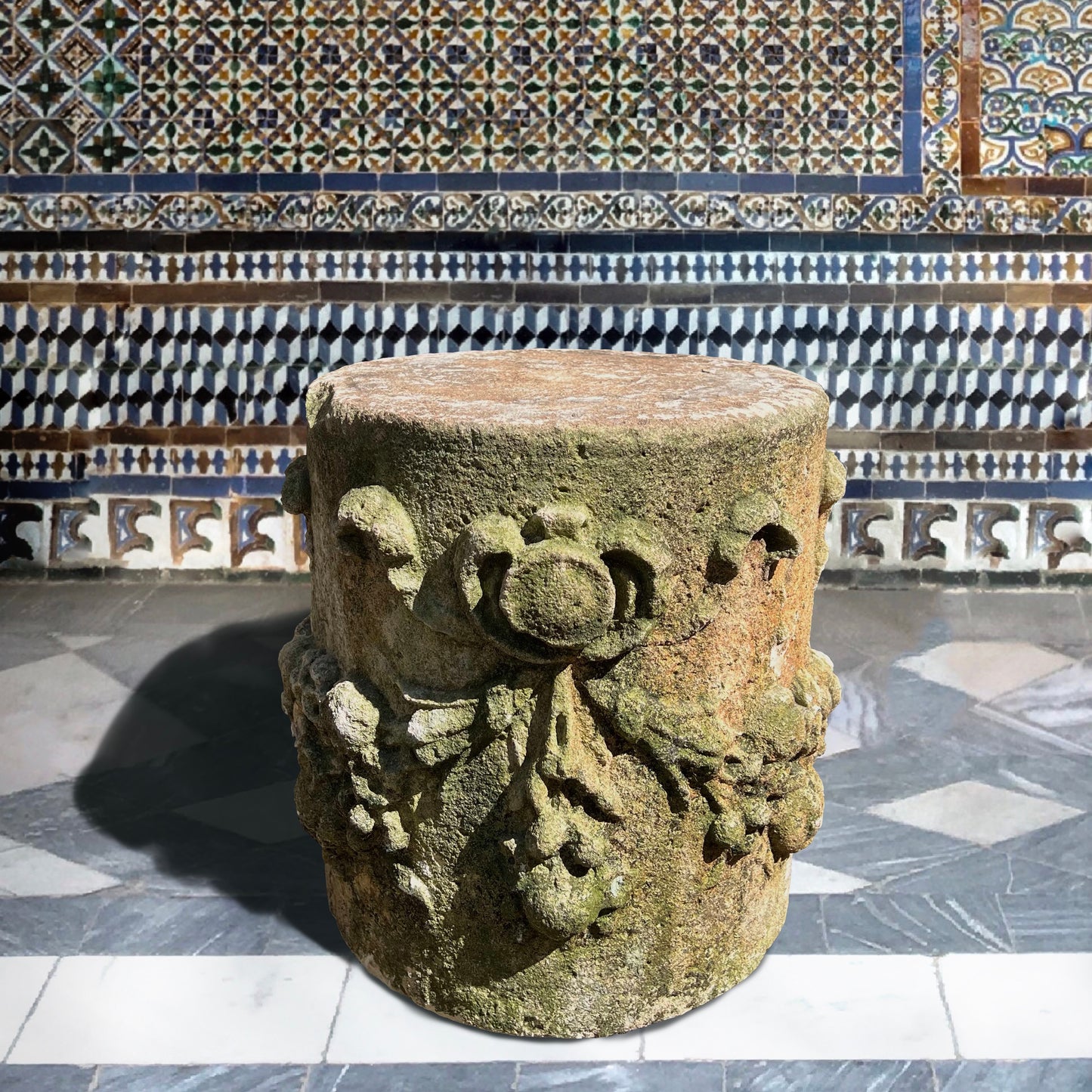 A Baroque Italian Carved Vicenza Stone Pedestal/Pillar c.1580