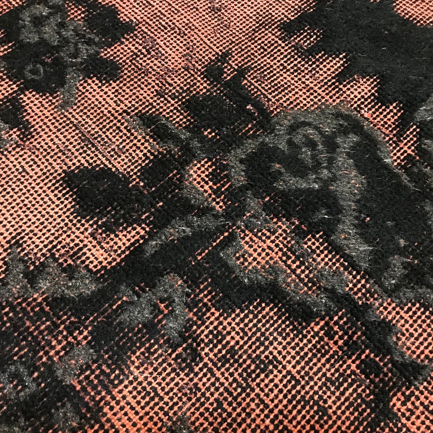 Antique Artisan Re-Worked Turkish Carpet Black & Peach