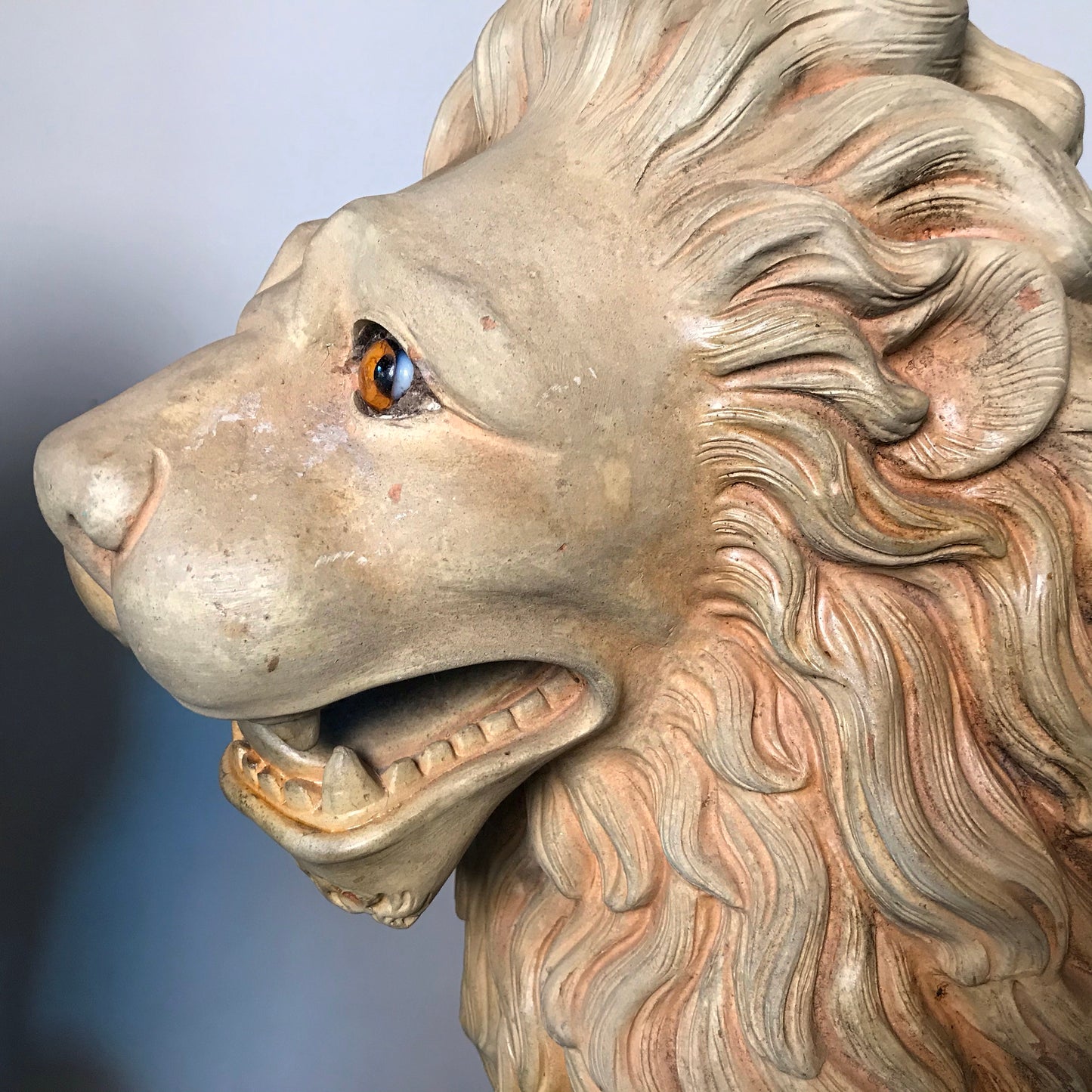 French Terracotta Lion Sculptures by Mandeville-Combeleran 1880-1905