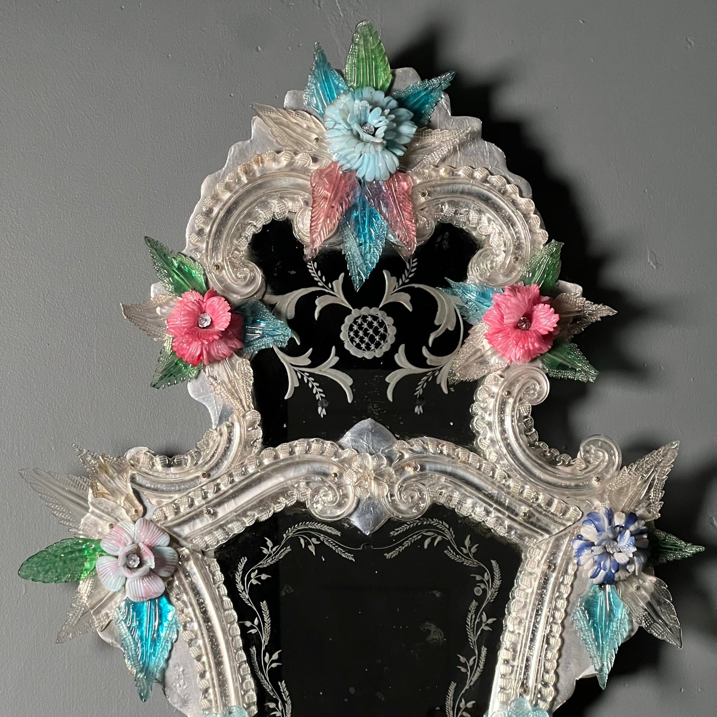 Pair of Italian Venetian Murano Glass Mirrors Early 20th Century