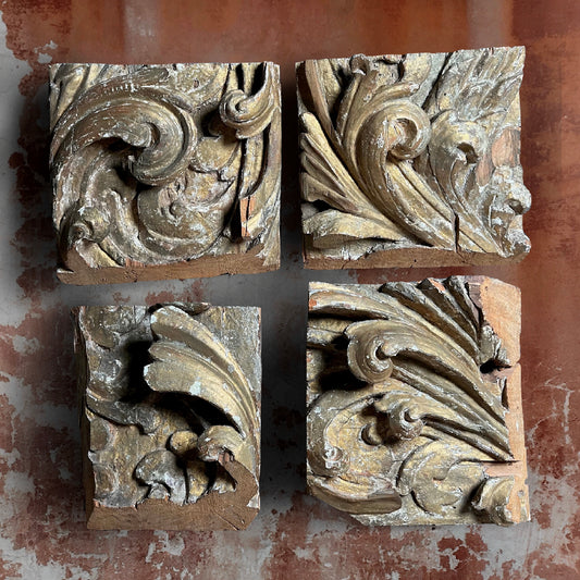 Collection of Carved Baroque Scroll Fragments c.1680