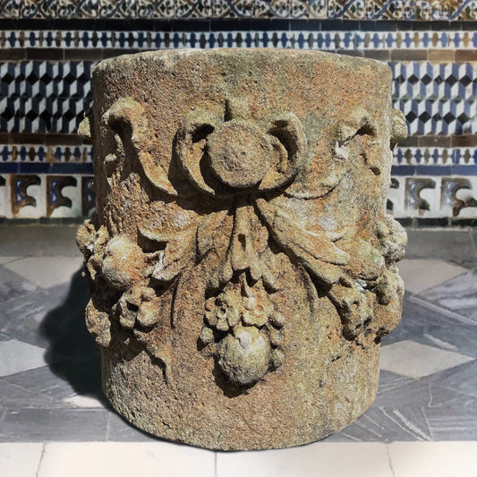 A Baroque Italian Carved Vicenza Stone Pedestal/Pillar c.1580