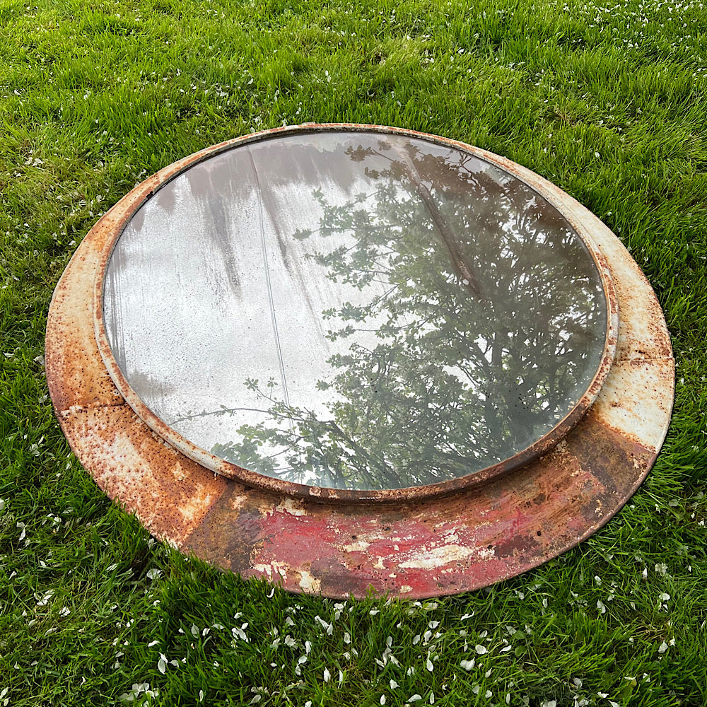 Industrial Convex Czech Railway Mirror Mid 20th Century