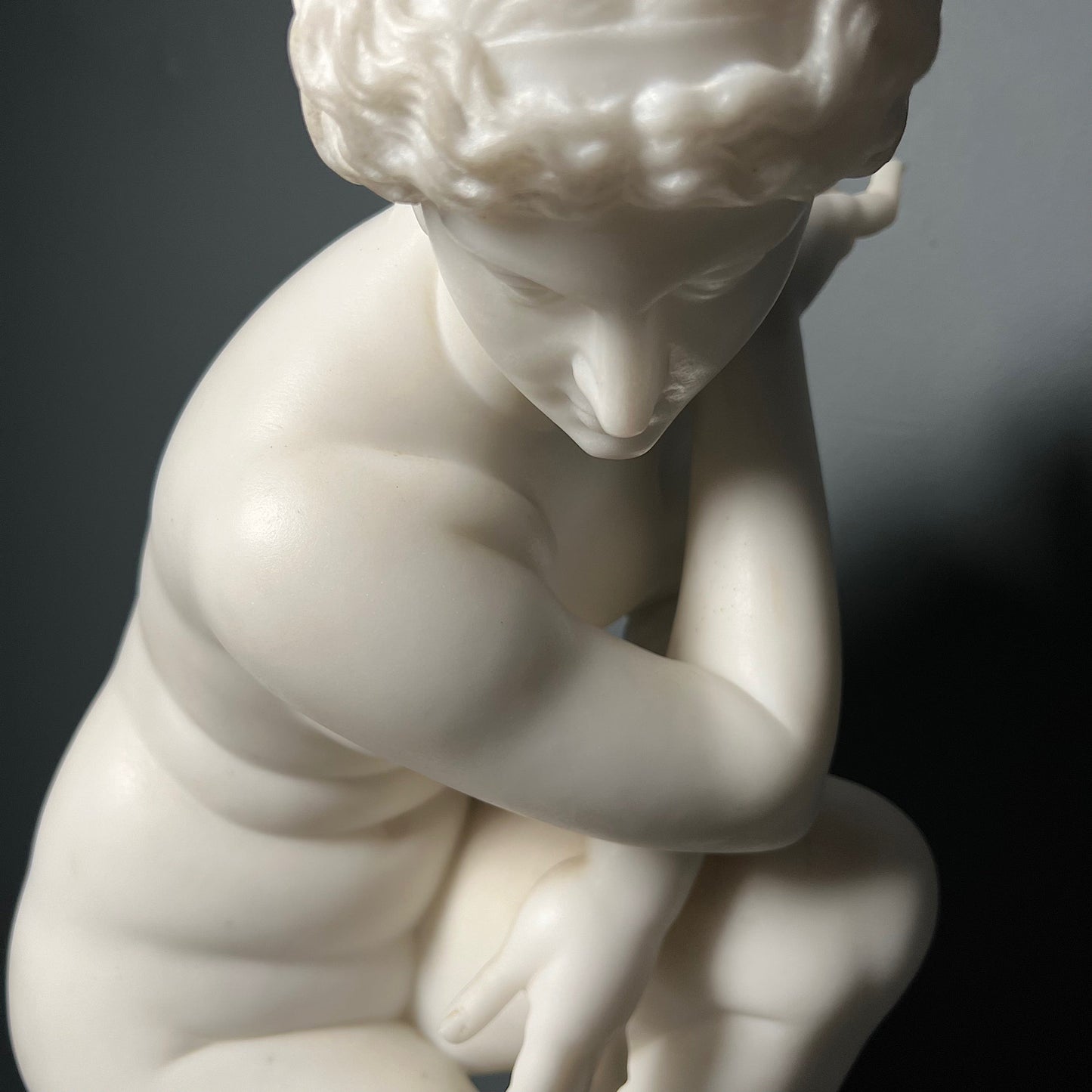 Italian Marble Statue of Crouching Venus 19th Century