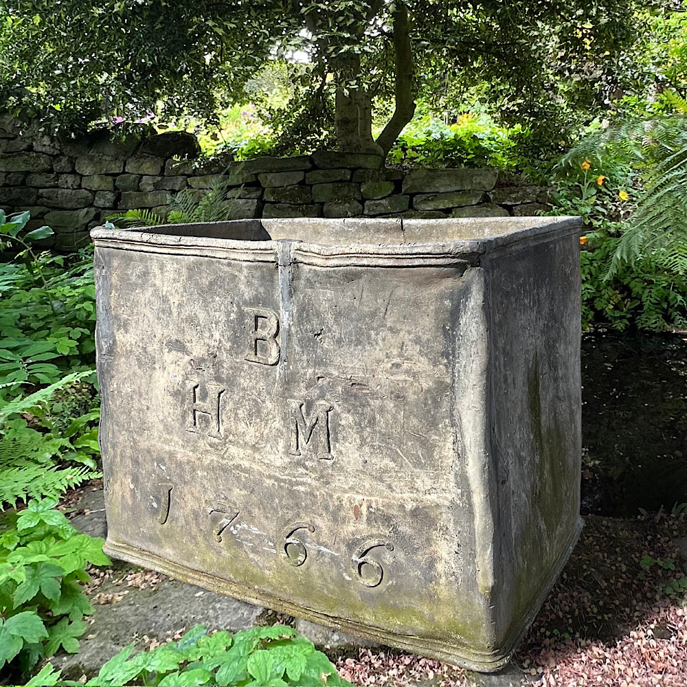 Rare English George III Lead Cistern dated 1766 from Bell Hall Estate, York