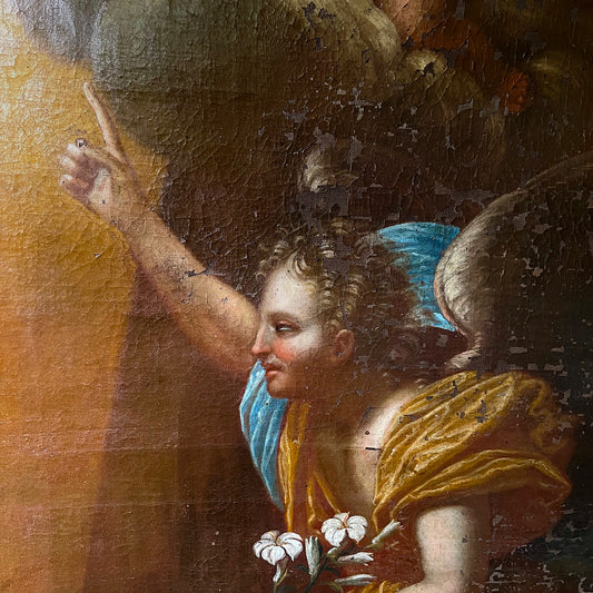 “The Annunciation” Spanish School After Murillo Baroque Oil on Canvas c.1640