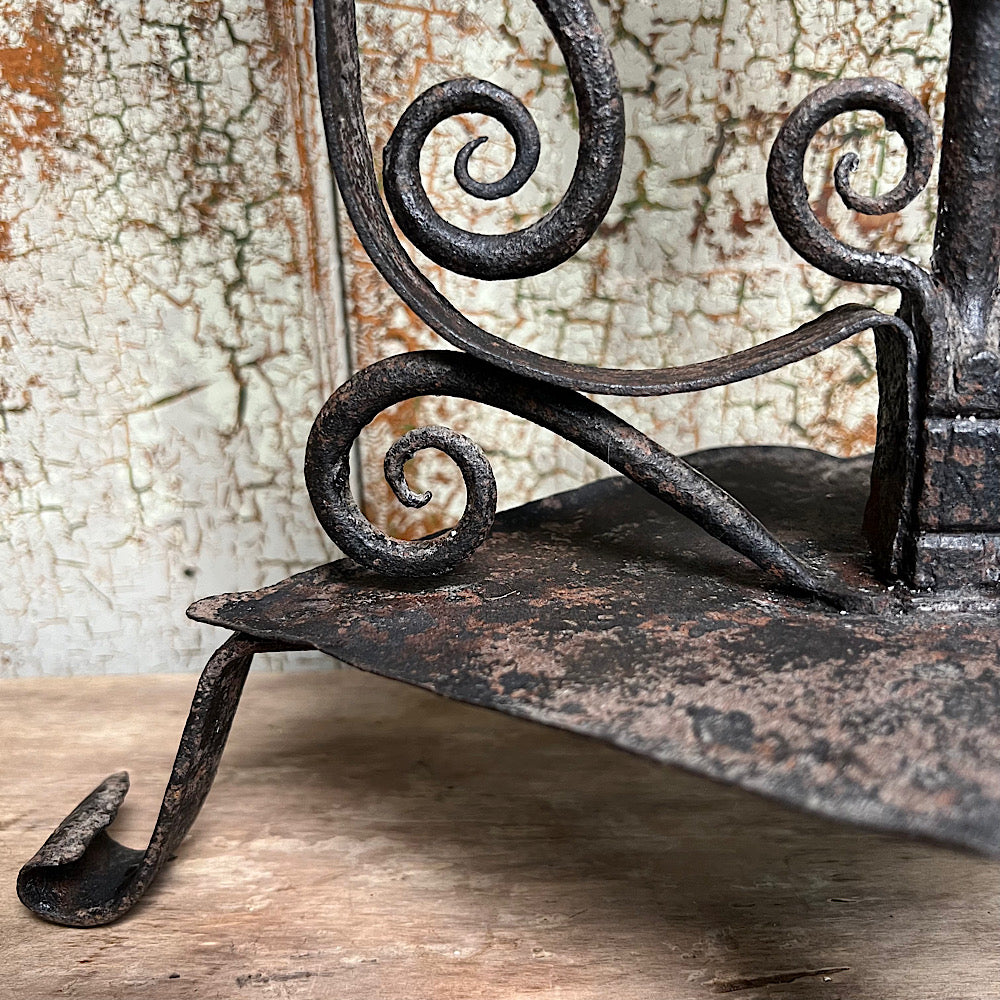 Ornate Wrought Iron Late 17th/Early 18th Century Candle Holder