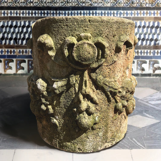 A Baroque Italian Carved Vicenza Stone Pedestal/Pillar c.1580