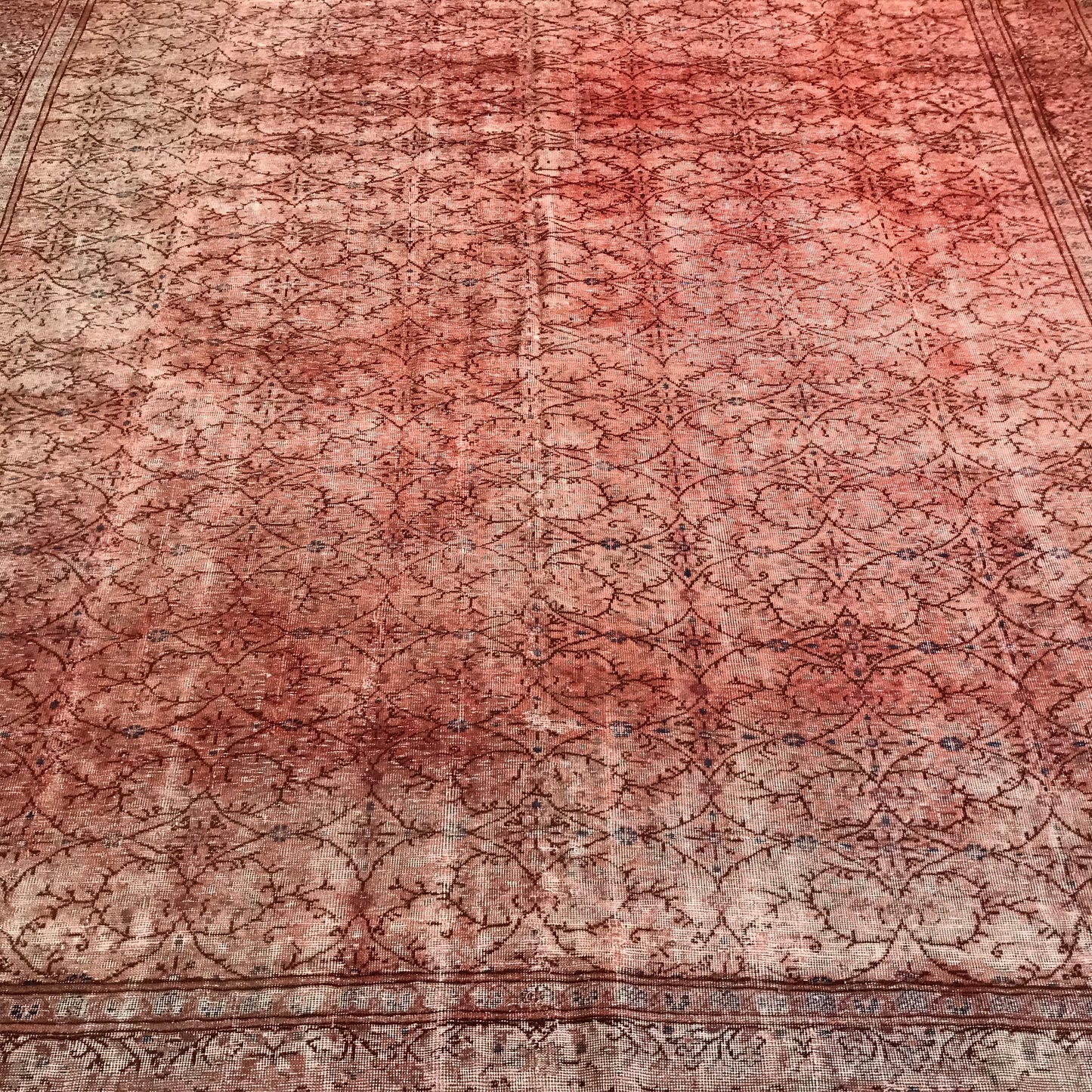 Antique Artisan Re-Worked Turkish Carpet Faded Red