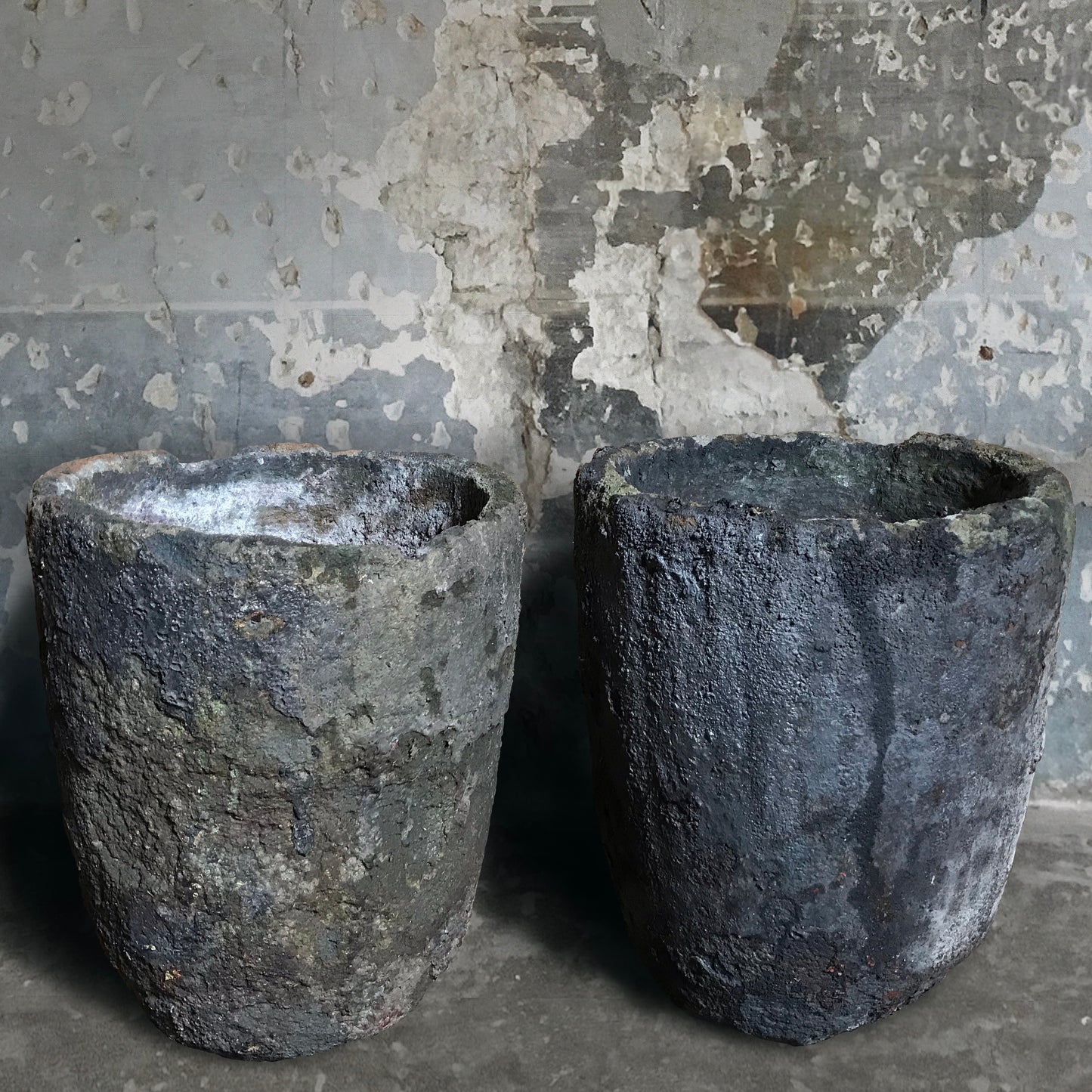 A Pair of Copper Foundry Crucibles