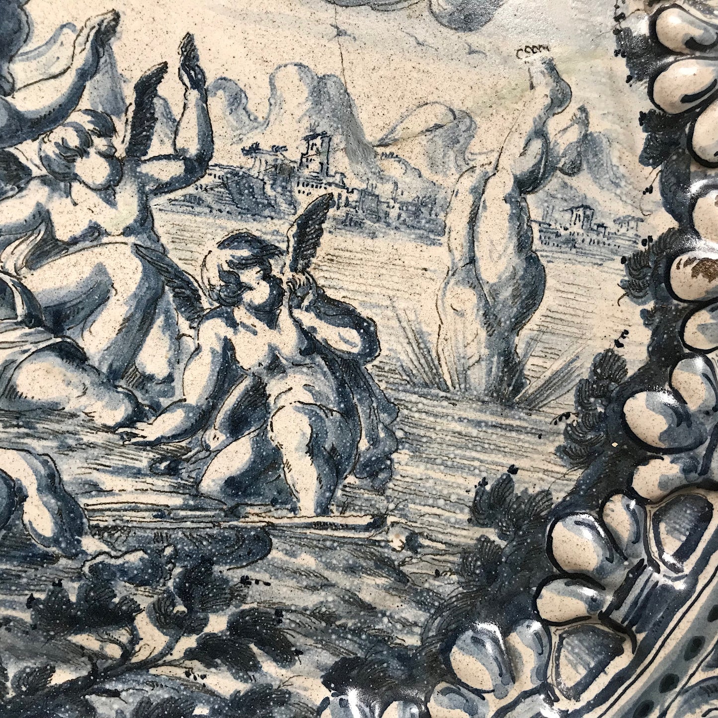Rare Huge Savona Liguria Maiolica Charger attributed to Giovanni Antonio Guidobono c.1660-1680.