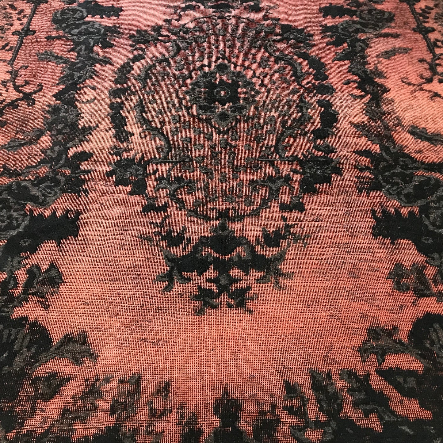 Antique Artisan Re-Worked Turkish Carpet Black & Peach
