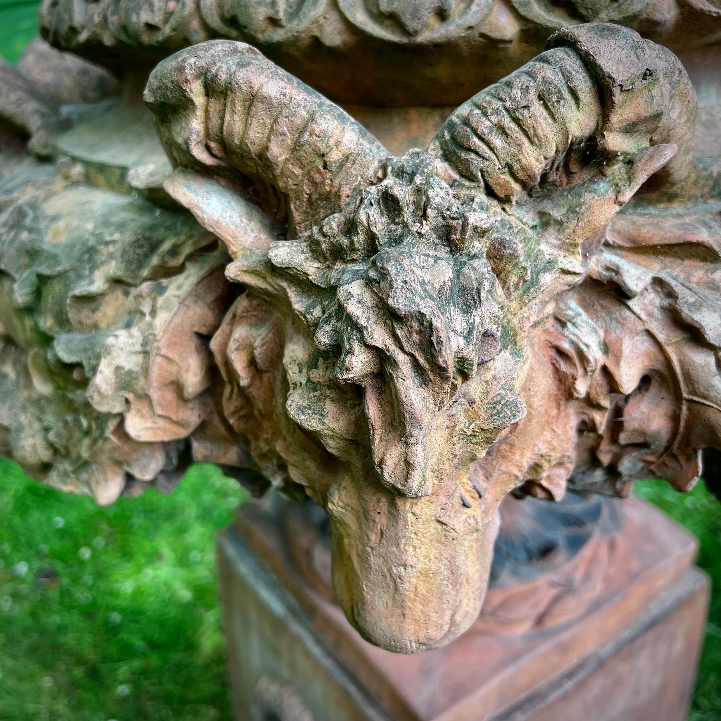 An Italian Neoclassical Style Terracotta Centrepiece Urn with Plinth