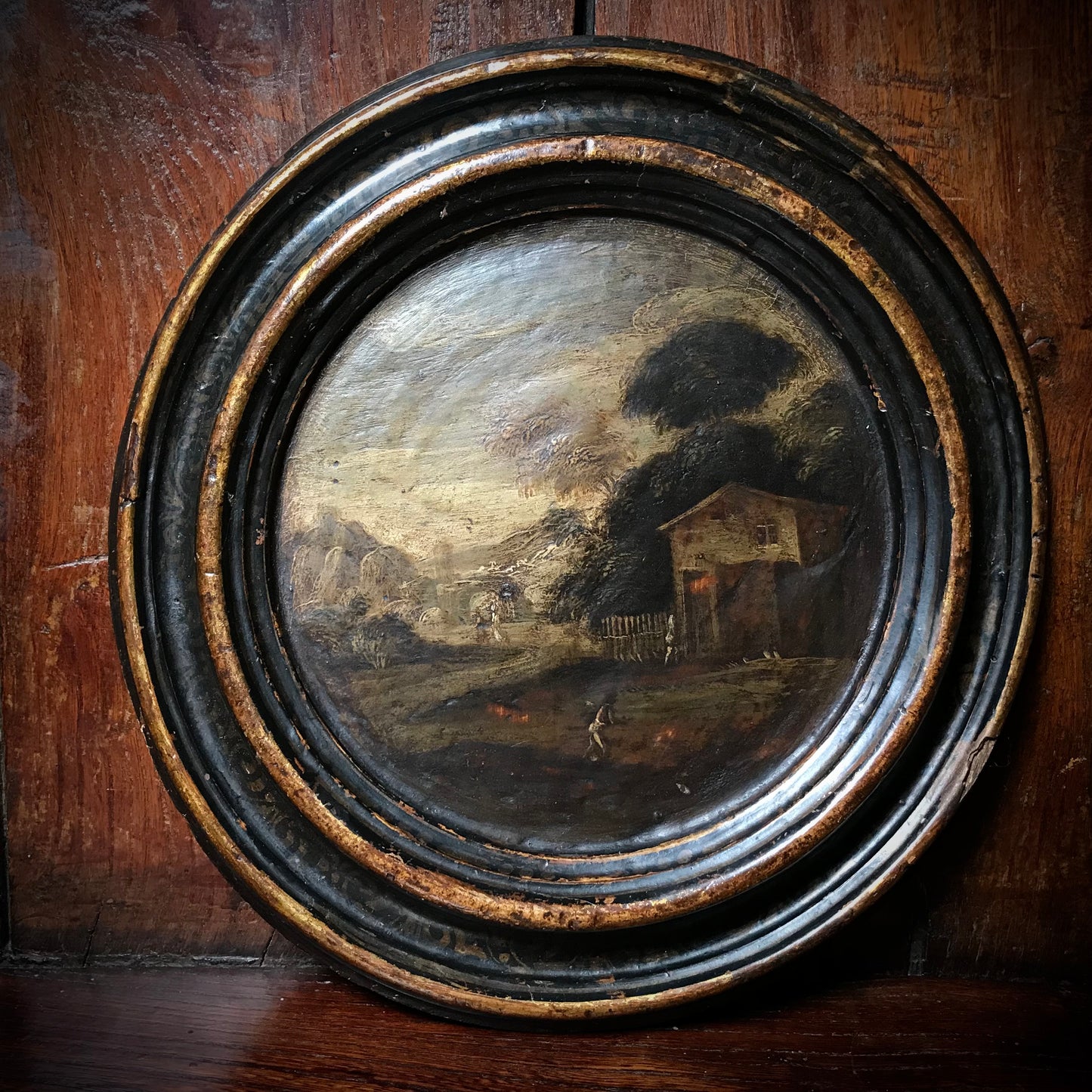 A Pair of Italian School Ebonised Tondos c.1740